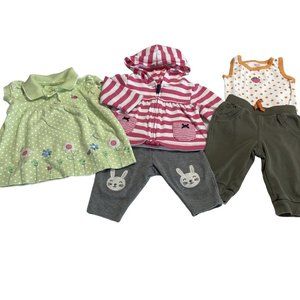 Carter Mix & Match Outfits With Hoodie Zip Up Lot Of 5 Size 3 Months Baby Girl